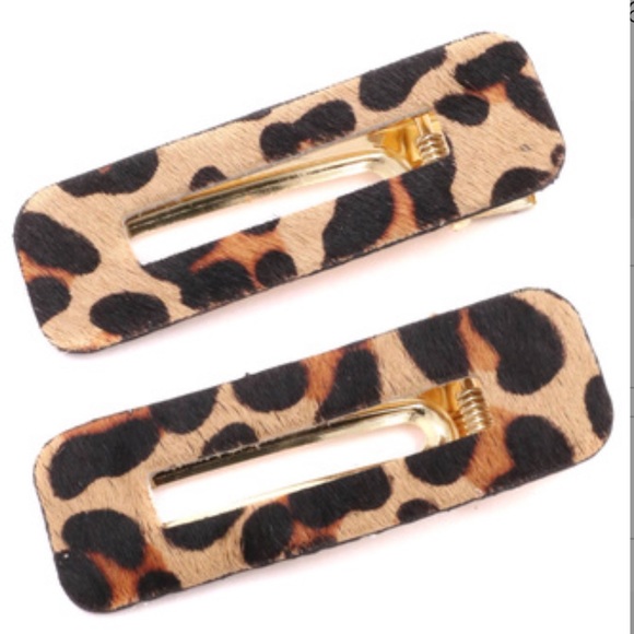 Tayzani Accessories - Leopard Hair Clips Women Fashion Gold Pin Set NWT